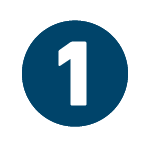 white number one on blue background