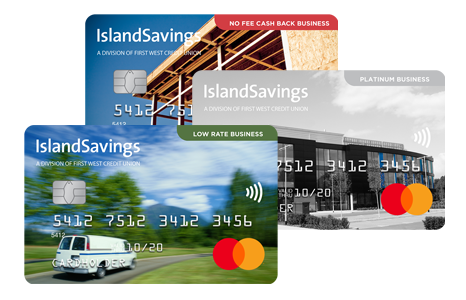 stack of Island Savings business credit cards