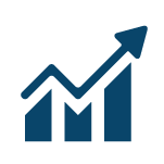 graph showing a growing columns and an arrow pointing up