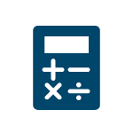 icon of a calculator in a dark blue colour