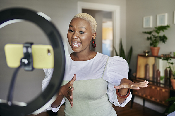 a young female recording herself telling a story