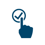 finger pointing to a checkmark icon