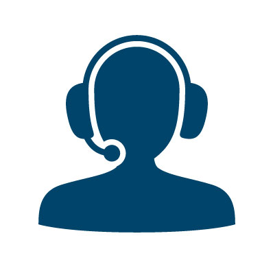 icon of a contact centre person with a headset