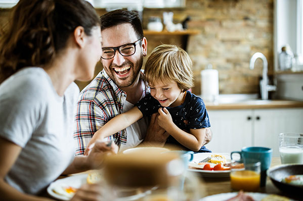 young family at table